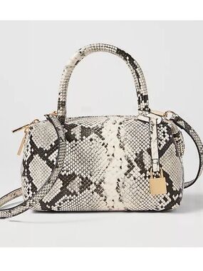 NWT, Ann Taylor, Snakeskin Mini Satchel Crossbody, Black and White